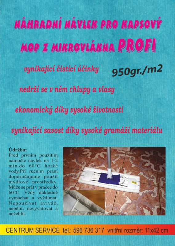 Návlek mopu kapsový Profi 950gr./m2 Centrum Service